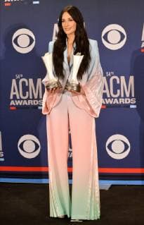 Kacey Musgraves, winner of the award for Female Artist of the Year, appears backstage at the 54th annual Academy of Country Music Awards held at the MGM Grand Garden Arena in Las Vegas, Nevada on April 7, 2019. The show will broadcast live on CBS.  LAP20190407516 JIMxRUYMEN