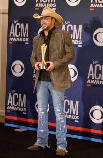 Jason Aldean, winner of the award for Artist of the Decade, appears backstage at the 54th annual Academy of Country Music Awards held at the MGM Grand Garden Arena in Las Vegas, Nevada on April 7, 2019. The show will broadcast live on CBS.  LAP20190407534 JIMxRUYMEN