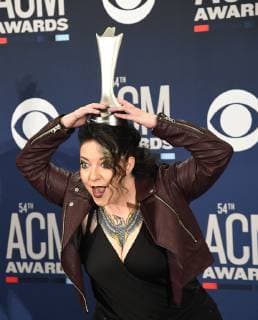 April 7, 2019 - Las Vegas, NV, USA - LAS VEGAS, NEVADA - APRIL 07: New Female Artist of the Year award winner Ashley McBryde poses in the press room during the 54th Academy Of Country Music Awards at MGM Grand Hotel & Casino on April 07, 2019 in Las Vegas, Nevada. Photo: imageSPACE Las Vegas USA - ZUMAs181 20190407_zea_s181_415 Copyright: xImagespacex