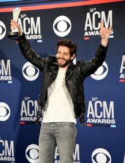 April 7, 2019 - Las Vegas, NV, USA - LAS VEGAS, NEVADA - APRIL 07: Male Artist of the Year award winner Thomas Rhett poses in the press room during the 54th Academy Of Country Music Awards at MGM Grand Hotel & Casino on April 07, 2019 in Las Vegas, Nevada. Photo: imageSPACE Las Vegas USA - ZUMAs181 20190407_zea_s181_412 Copyright: xImagespacex