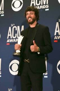 April 7, 2019 - Las Vegas, Nevada, United States - Chris Janson holds the trophy for winning ACM Video of the Year for Drunk Girl at the 54th Academy of Country Music Awards at MGM Grand Arena in Las Vegas, Nevada. Las Vegas United States - ZUMAw109 20190407_zap_w109_066 Copyright: xDebbyxWongx
