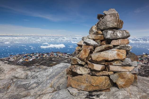 Greenland, Disko Bay, Ilulissat, rock cairn  Copyright: xWalterxBibikowx GR01 WBI0309