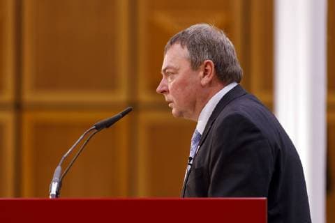 Claus Peter Reisch at the presentation of the Lew Kopelew Prize for Peace and Human Rights 2019 which was awarded this year to Captain Claus Peter Reisch and the Dresden Maritime Rescue Initiative Mission Life e V at the headquarters of the Kreissparkasse Köln am Neumarkt Köln 07 04 2019 Foto:xC.xHardtx xFuturexImage