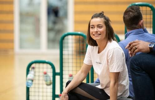 09 04 2019 xfux Basketball BBL Frankfurt Skyliners Training and Press Conference Bachelor Andrej Mangold azspor wisspor emspor emonline v l Jennifer Lange Freundin von Andrej Mangold Frankfurt