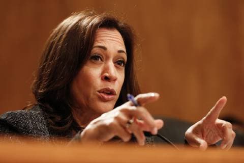 April 9, 2019 - Washington, District of Columbia, U.S. - United States Senator Kamala Harris (Democrat of California) questions officials from the Department of Justice and the Department of Homeland Security during the US Senate Committee on Homeland Security and Government Affairs hearing on April 9, 2019 discussing unprecedented migration at the Southern Border of the United States Washington U.S. - ZUMAs152 20190409_zaa_s152_069 Copyright: xStefanixReynoldsx
