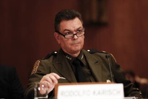 April 9, 2019 - Washington, District of Columbia, U.S. - Rodolfo Karisch, Rio Grande Valley Sector Chief Patrol Agent, US Border Patrol, US Customs and Border Protection, U.S. Department of Homeland Security, testifies before the US Senate Committee on Homeland Security and Government Affairs on April 9, 2019, discussing migration at the United States Southern Border Washington U.S. - ZUMAs152 20190409_zaa_s152_077 Copyright: xStefanixReynoldsx