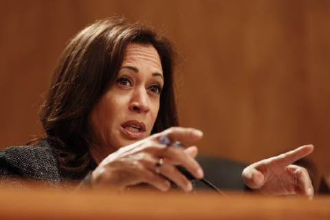 April 9, 2019 - Washington, District of Columbia, U.S. - United States Senator Kamala Harris (Democrat of California) questions officials from the Department of Justice and the Department of Homeland Security during the US Senate Committee on Homeland Security and Government Affairs hearing on April 9, 2019 discussing unprecedented migration at the Southern Border of the United States Washington U.S. - ZUMAs152 20190409_zaa_s152_103 Copyright: xStefanixReynoldsx