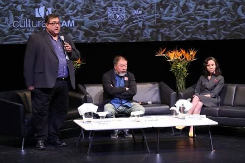 April 12 2019 EUM20190412CUL08 JPG MEXICO CITY CultureCulture Ai Weiwei April 12, 2019 Aspects of artist Ai Weiweis lecture at the University Museum of Contemporary Art MUAC in the company of Cuauhtemoc Medina curator of the same museum and Maria Aguilar of the Center Prodh Photo Agency EL UNIVERSALGerman EspinosaEELG  - ZUMAu78_ 20190412_zaf_u78_011 Copyright: xElxUniversalx