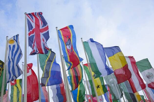 Flagpoles with international flags ITB Berlin Germany Europe Copyright: imageBROKER/SiegraxAsmoel ibxasm04865083.jpg