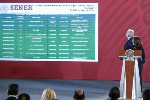 April 15 2019 EUM20190415NAC04 JPG MEXICO CITY PresidencyPresidencyAMLO President Andres Manuel Lopez Obrador during his Mananera conference this Monday April 15, 2019 at Palacio Nacional In the image Lopez Obrador back and front Rocio Nahle secretary of Energy Photo Agency EL UNIVERSALDiego Simon SanchezRDB  - ZUMAu78_ 20190415_zaf_u78_011 Copyright: xElxUniversalx