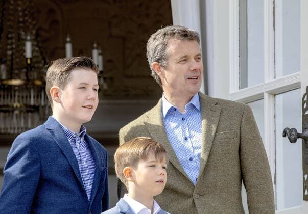 16-04-2019 Denmark Danish royal family attend the Queen’s 79th birthday in Aarhus. Prince Frederik with Prince Christian and Prince Vincent  Copyright: xPPEx