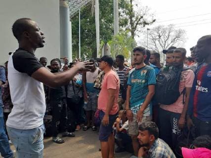 Some 800 migrants from Africa and Haiti are placed in a shelter after weeks of sleeping outside, in Tapachula, in the state of Chiapas, Mexico, 16 April 2019. The National Institute of Migration (INM) began to bring families of Africans and Haitians to the 21st century migration station after staying camping out in the open for several weeks in this border city in southern Mexico. EFE Juan Manuel Blanco African and Haitian migrants are placed in shelter after weeks in the open !ACHTUNG: NUR REDAKTIONELLE NUTZUNG!  Copyright: xJuanxManuelxBlancox MEX117 20190416-636910537637575153