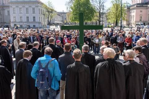 Berlin Good Friday Procession Germany Berlin 19 04 2019 The picture shows the Berlin Good Friday Procession in front of the Neue Wache Berlin Berlin Germany