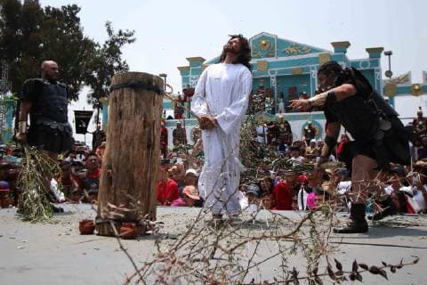 Mexiko, jährliche Passionsspiele in Iztapalapa April 19, 2019 - EUM20190419REL14.JPG .CIUDAD DE MEXICO. ReligionReligion-Viacrucis.- 19 de abril de 2019. Aspectos de la escenificacion 176 de la Pasion de Cristo en Iztapalapa, como parte de la tradicion catolica de Semana Santa. Foto: Agencia EL UNIVERSALCarlos MejiaEELG  - ZUMAu78_ 20190419_zaf_u78_030 Copyright: xElxUniversalx
