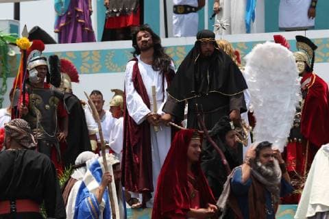 Mexiko, jährliche Passionsspiele in Iztapalapa April 19, 2019 - EUM20190419REL13.JPG .CIUDAD DE MEXICO. ReligionReligion-Viacrucis.- 19 de abril de 2019. Aspectos de la escenificacion 176 de la Pasion de Cristo en Iztapalapa, como parte de la tradicion catolica de Semana Santa. Foto: Agencia EL UNIVERSALCarlos MejiaEELG  - ZUMAu78_ 20190419_zaf_u78_031 Copyright: xElxUniversalx