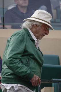 Actor Pierre Richard as spectator Italian tennis player Fabio Fognini wins the semi-final against Rafael Nadal in two sets with 6 4 6 2 Rolex Monte Carlo Masters Tennis Tournament of the ATP Masters 1000 Tour Principality of Monaco