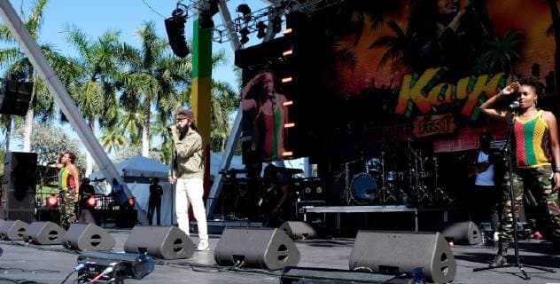 Protoje performs at the KAYA music fest at Bayfront park in Miami, Florida on April 20, 2019.  MIA20190420102 GARYxIxROTHSTEIN
