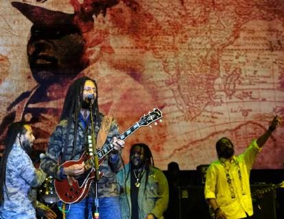 Julian Marley performs at the KAYA music fest at Bayfront park in Miami, Florida on April 20, 2019.  MIA20190420175 GARYxIxROTHSTEIN