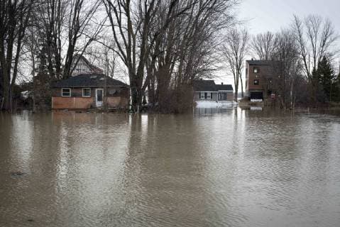 April 21, 2019 - Rigaud, Quebec, Canada - Flooding caused by rain and rising rivers. With evacuation orders in place, hundreds of homes are at risk. Rigaud Canada  - ZUMA 39978079st Copyright: xGilesxCampbellx