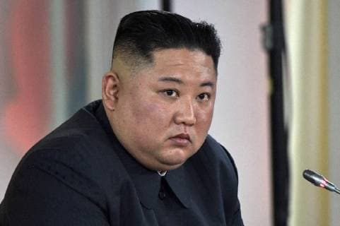 VLADIVOSTOK, RUSSIA - APRIL 25, 2019: North Korean Leader Kim Jong Un during Russian - North Korean talks at the Far Eastern Federal University (FEFU) on Russky Island. Alexei Nikolsky Russian Presidential Press and Information Office TASS  TS0A9721