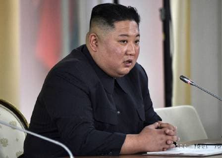 VLADIVOSTOK, RUSSIA - APRIL 25, 2019: North Korean Leader Kim Jong Un during Russian - North Korean talks at the Far Eastern Federal University (FEFU) on Russky Island. Alexei Nikolsky Russian Presidential Press and Information Office TASS  TS0A9722