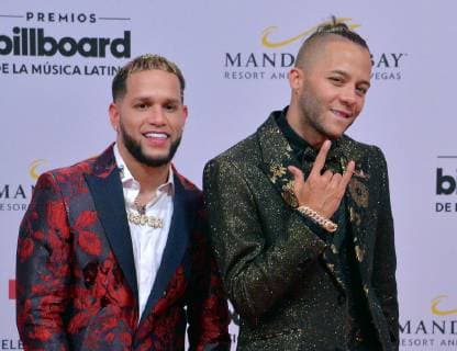 (L-R) Casper Magico and Nio Garcia attend the 26th annual Billboard Latin Music Awards at the Mandalay Bay Events Center in Las Vegas, Nevada on April 25, 2019.  LAV20190425507 JIMxRUYMEN