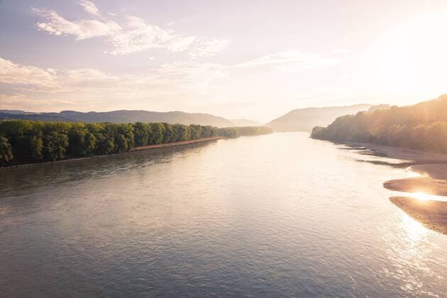 Austria, Lower Austria, Danube river at sunrise  AIF00645