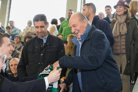Spains EX King Juan Carlos with his wife Sophia and daughters Elena and Cristina come to his grandsons handball game The 18-year-old Pablo Urdangarin plays for the juniors of TSV Hannover Burgdorf and will play against HSG Wetzlar in the quarter-finals of the German Championship on Saturday