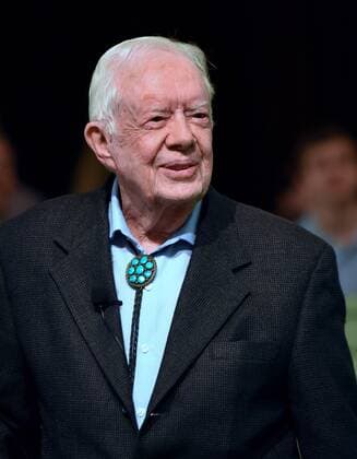 April 28, 2019 - Plains, Georgia, United States - Former U.S. President Jimmy Carter speaks to the congregation at Maranatha Baptist Church before teaching Sunday school in his hometown of Plains, Georgia on April 28, 2019. Carter, 94, has taught Sunday school at the church on a regular basis since leaving the White House in 1981, drawing hundreds of visitors who arrive hours before the 10:00 am lesson in order to get a seat and have a photograph taken with the former President and former First Lady Rosalynn Carter. Plains United States  - ZUMAn230 20190428_zaa_n230_1305 Copyright: xPaulxHennessyx