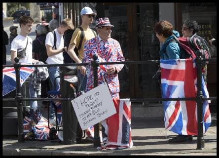 . 30 04 2019. Windsor , United Kingdom. As the Royal baby wait continues.. Royal superfan Terry Hutt arrives in Windsor for his 84th birthday today as he hopes the baby will be born today to help him celebrate.  xStephenxLockx xi-Imagesx IIM-19613-0005
