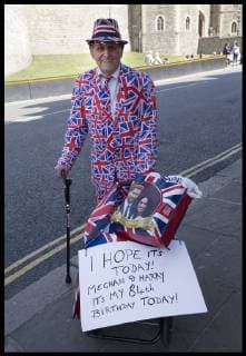 . 30 04 2019. Windsor , United Kingdom. As the Royal baby wait continues.. Royal superfan Terry Hutt arrives in Windsor for his 84th birthday today as he hopes the baby will be born today to help him celebrate.  xStephenxLockx xi-Imagesx IIM-19613-0010