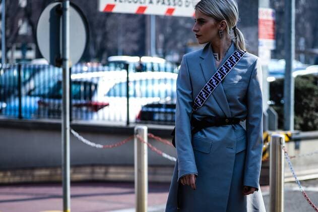 MILAN, Italy- February 21 2019: Caroline Daur on the street during the Milan Fashion Week.  MauroxDelxSignore