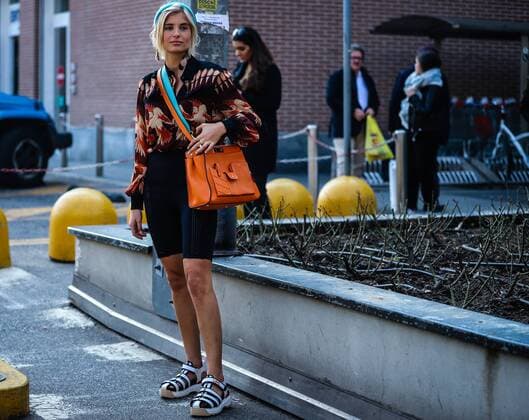MILAN, Italy- February 21 2019: Xenia Van Der Woodsen on the street during the Milan Fashion Week.  MauroxDelxSignore