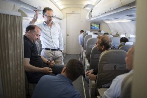 Federal Foreign Minister Heiko Maas SPD recorded in government aircraft A319 on its way to Mexico City 01 05 2019 Heiko Maas travels to Latin America Brazil Colombia and Mexico Mexico City of Mexico Mexico as part of his trip to Latin America Copyright: xFlorianxGaertner photothek.netx