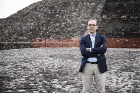 Federal Foreign Minister Heiko Maas SPD admitted to the Pyramid of the Moon in the pre-Hispanic ruined city of Teotihuacan 01 05 2019 Heiko Maas travels to Latin America Brazil Colombia and Mexico Teotihuacan Mexico Copyright: xFlorianxGaertner photothek.netx