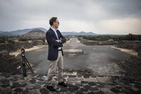 Federal Foreign Minister Heiko Maas SPD pictured on the Pyramid of the Moon with a view of the Pyramid of the Sun in the praehispanic ruined city of Teotihuacan 01 05 2019 Heiko Maas travels as part of his trip to Latin America Brazil Colombia and Mexico Teotihuacan Mexico Copyright: xFlorianxGaertner photothek.netx