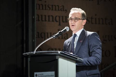 Federal Foreign Minister Heiko Maas L SPD gives a speech at an event on womens rights and the rule of law at the Claustro de Sor Juana in Mexico City 01 05 2019 Heiko Maas travels to Latin America Brazil Colombia and Mexico Mexico Mexico City Mexico Copyright: xFlorianxGaertner photothek.netx