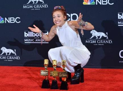 Lauren Daigle appears backstage after winning the awards for Best Christian Artist, Top Christian Album for Look Up Child, and Top Christian Song for You Say during the 2019 Billboard Music Awards at the MGM Grand Garden Arena in Las Vegas, Nevada on May 1, 2019.  LAV20190501219 JIMxRUYMEN