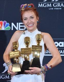 Lauren Daigle appears backstage after winning the awards for Best Christian Artist, Top Christian Album for Look Up Child, and Top Christian Song for You Say during the 2019 Billboard Music Awards at the MGM Grand Garden Arena in Las Vegas, Nevada on May 1, 2019.  LAV20190501223 JIMxRUYMEN
