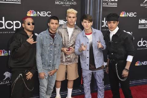 May 1, 2019 - Las Vegas, NV, USA - LAS VEGAS, NEVADA - MAY 01: Richard Camacho, Erick Brian Colon, Zabdiel De JesÃ‹â ¢s, Christopher VoËÜlez, and Joel Pimentel De Leon of CNCO attends the 2019 Billboard Music Awards at MGM Grand Garden Arena on May 01, 2019 in Las Vegas, Nevada. Photo: imageSPACE Las Vegas USA - ZUMAs181 20190501_zea_s181_357 Copyright: xImagespacex