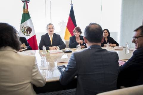 Federal Foreign Minister Heiko Maas R SPD meets with Marcelo Luis Ebrard Casaubon L Foreign Minister of Mexico for talks in Mexico City 02 05 2019 Heiko Maas travels to Latin America Brazil Colombia and Mexico Mexico City of Mexico Mexico Copyright: xFlorianxGaertner photothek.netx