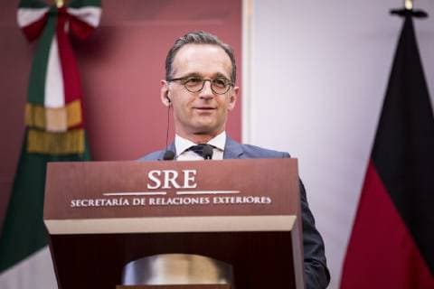 Federal Foreign Minister Heiko Maas SPD admitted at a press conference with Marcelo Luis Ebrard Casaubon not in picture Foreign Minister of Mexico in Mexico City 02 05 2019 Heiko Maas travels as part of his trip to Latin America Brazil Colombia and Mexico Mexico Mexico City Mexico Copyright: xFlorianxGaertner photothek.netx