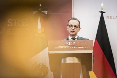 Federal Foreign Minister Heiko Maas SPD admitted at a press conference with Marcelo Luis Ebrard Casaubon not in picture Foreign Minister of Mexico in Mexico City 02 05 2019 Heiko Maas travels as part of his trip to Latin America Brazil Colombia and Mexico Mexico Mexico City Mexico Copyright: xFlorianxGaertner photothek.netx