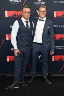 Andre Eisermann with husband Manuel Wortt at the BUNTE New Faces Award Film at the transformer station in Berlin on 02 05 2019