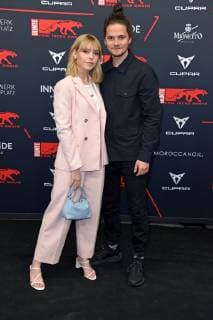 Lina Larissa Strahl with friend Tilman Poerzgen at the BUNTE New Faces Award Film at the transformer station in Berlin on 02 05 2019