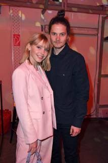 Lina Larissa Strahl with friend Tilman Poerzgen at the BUNTE New Faces Award Film at the transformer station in Berlin on 02 05 2019
