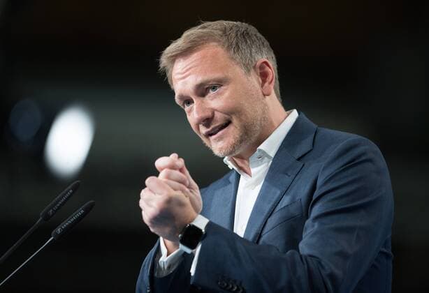 Federal Chairman Christian LINDNER during his speech at the lectern 70 Ordinary Federal Party Congress of the FDP in the STATION Berlin Germany on 26 04 2019