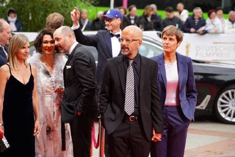 03 05 2019 Berlin Germany GER Award of the German Film Prize Palais am Funkturm Red Carpet Christoph Maria Herbst with partner Gisi