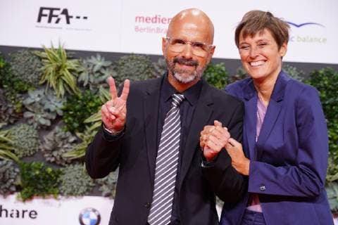 03 05 2019 Berlin Germany GER Award of the German Film Prize Palais am Funkturm Red Carpet Christoph Maria Herbst with partner Gisi