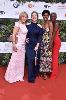 Gesine Cukrowski Ann Kathrin Kramer Dennenesch Zoude and Nikeata Thompson arriving for the German Film Award ceremony on 3 05 2019 in Berlin German Film Award 2019 in Berlin Arrival Red Carpet
